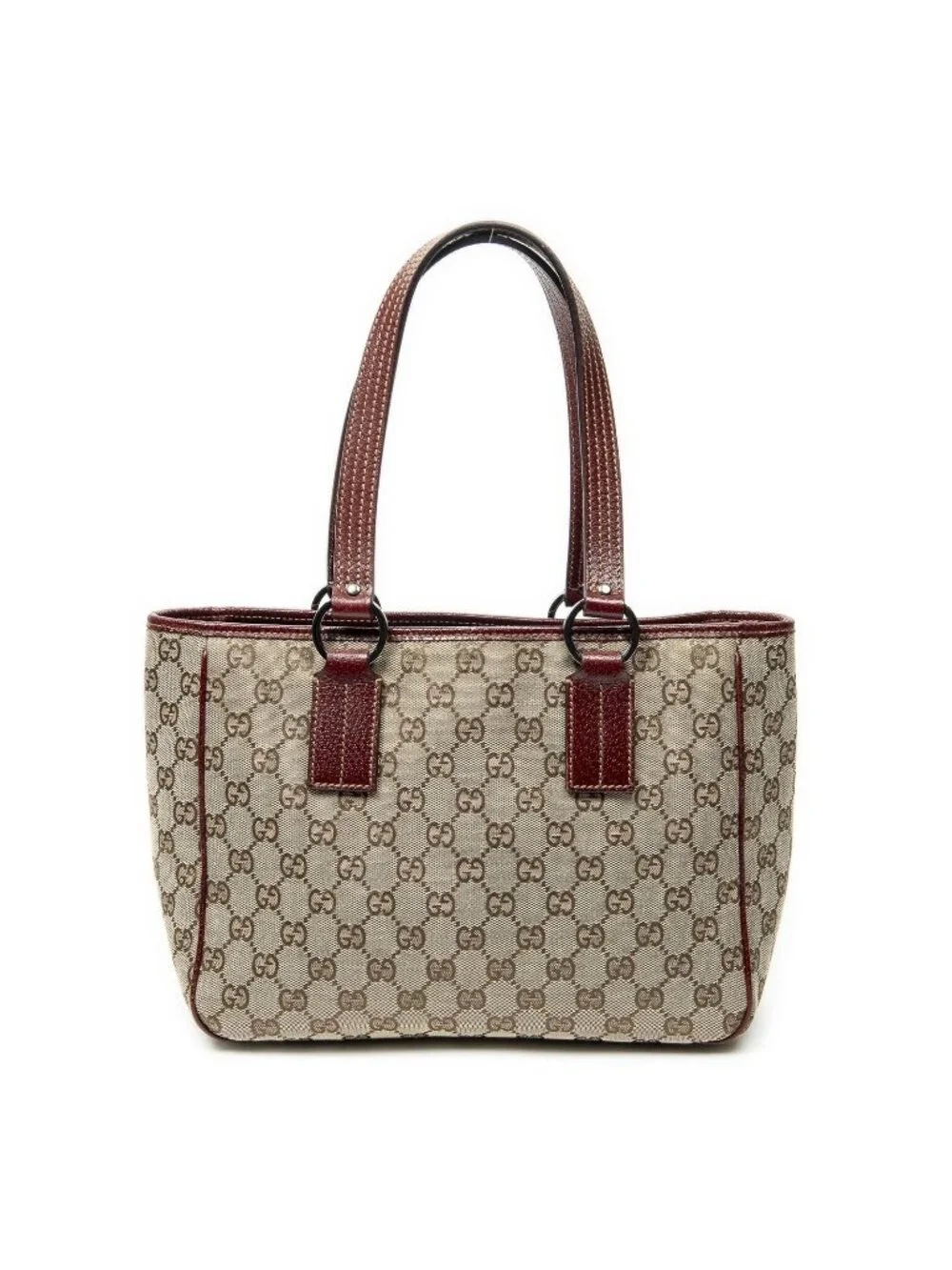 Gucci Small Shoulder Tote Maroon Beige GG Canvas